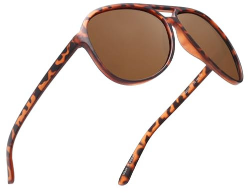 JIM HALO Polarisiert Flieger Sonnenbrille Damen Herren Oversize Plastik Fahren Gläser(Schildkröte Rahmen/Polarisierte Braune Linse)