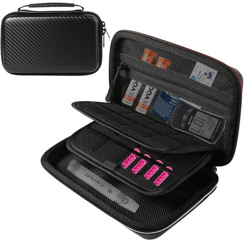 Sac de transport rigide pour fournitures diabétiques pour lancettes, bandelettes de test de glycémie, appareil de lancement, aiguilles à stylo, glucomètre, médicaments, pilules, lingettes alcoolisées