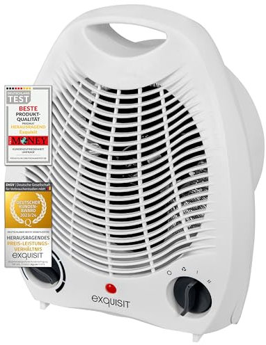 Exquisit Heizlüfter HL 32025 we | Heizlüfter 2000W & 1000W | Kaltstufe Ventilatorfunktion | Heizlüfter klein | heizen | Kippschutz | heaters for room weiß
