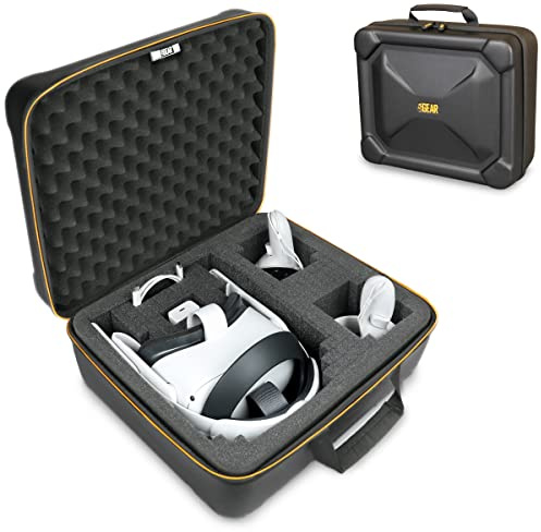 USA Gear Estuche para Auriculares VR - Estuche de Viaje de Realidad Virtual con Interior de Espuma Personalizable - Compatible con Auriculares para Juegos VR, Controladores y Más