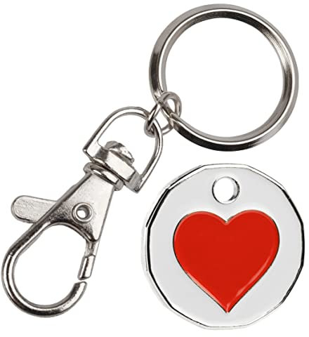 Harts 1 unit New Shape £1 coin Trolley Tokens Keyrings Supermarket Locker (Love Heart)