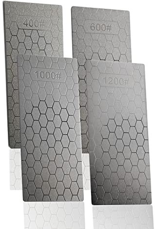 Piedras para afilar diamantes, paquete de 4 sacapuntas de cuchillos profesionales, tijeras, herramientas de cocina al aire libre (grano 400/600/1000/1200)
