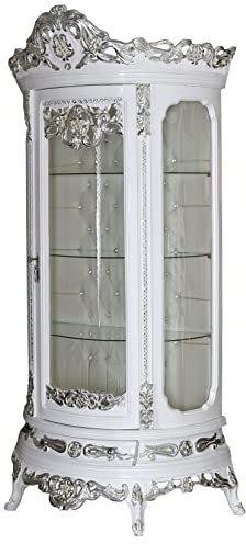 Schrank Vitrine Antik Vitrinenschrank Weiss Standvitrine 210cm Glasregal bar037 Palazzo Exklusiv