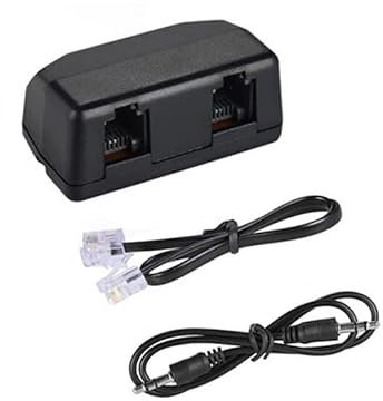 Analog Telephone Adapter for Split The Line to Telephone and Voice Recorder, with Two RJ11 Port for Incoming and Outgoing Phone Connection and 3.5mm Audio Socket to Connect to Voice Recording Device