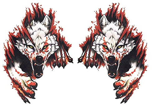 VGOL 2 Stück 3D Lebensechte Wolf Aufkleber Simulation Tier Aufkleber Selbstklebendes PET Dekoratives Emblem Abzeichen für Auto Motorrad Fenster Wand Laptop