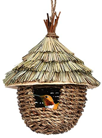 Bavokon Casetta per Uccelli Intrecciati A Mano Casetta Uccellini da Giardino, Uccelli da Appendere,Casetta per Uccelli da Albero,Casette per Colibrì da Appendere Esterno per Uccelli