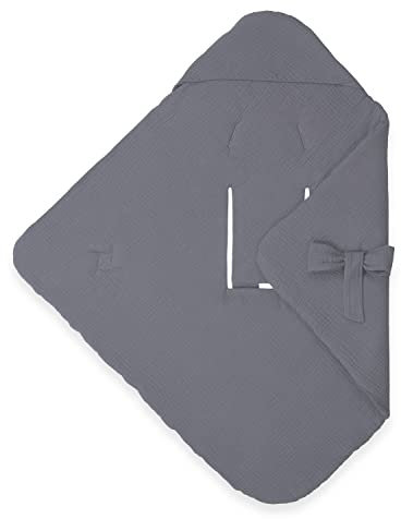 hauck Baby Einschlagdecke Snuggle so Cosy OEKO-TEX® STANDARD 100, Baumwolle, Universal für Babyschale, Kindersitz, Kinderwagen, Buggy, Babywippe, Waschbar (Stone)
