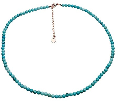 Handgefertigte Perlenhalskette für Damen und Mädchen, blau, rot, weiß, grün, mehrfarbig – Perlenschmuck aus natürlichen Edelsteinen, Heilkristallen (Blau-Türkis)