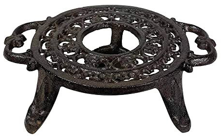 Stövchen Rund Vintage Warmhalteplatte Rechaud Gusseisen Antik-Stil Braun