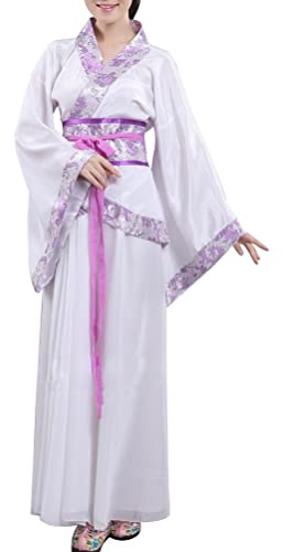 Costume cinese Hanfu da dea sulla luna antica tradizionale a maniche larghe con gonna superiore della dinastia Han, set da 2 pezzi (23, viola, L)