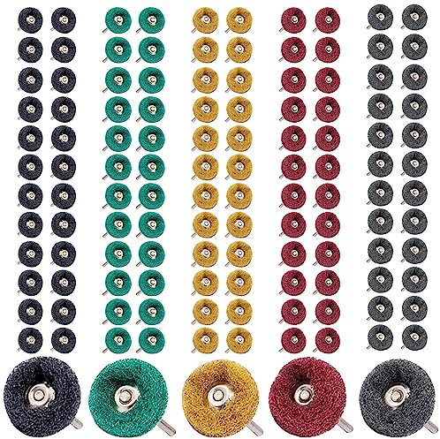 Lot de 120 disques abrasifs de 25 mm - Grain 80/150/240/400/600 - Avec manche de 3 mm - Accessoire de polissage pour outils rotatifs Dremel