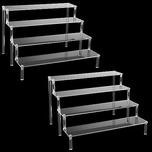 DAKFOOK 2 Pack 30 x 25 x 19.5cm 4 Tier Acrylic Display Stands, Perfume Display Stand Organiser, Clear Acrylic Cupcake Stand for Desktop, Craft Fairs, Makeup