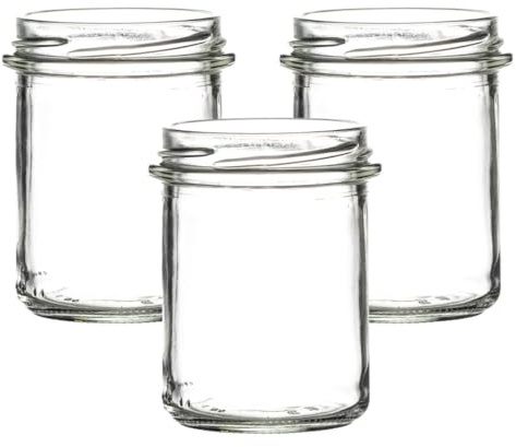212ml Bonta Glass Jar with Gold Lid – Empty Jam, Honey, Chutney & Food Storage Jars J&B (50)