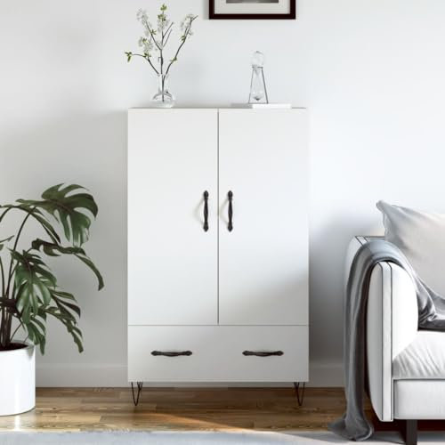 Annlera Sideboards 69,5x31x115cm Weiß Holzwerkstoff,Metall Dresser for Bedroom Kitchen Cabinet Vintage Möbel Bücherschrank Beistellschrank Wohnzimmerschrank Sideboard Schmal
