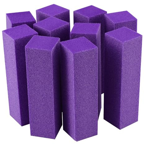 FRCOLOR Limas De Uñas Esponja Para Limar y Pulir 10 Piezas Tamaño Mediano Color Morado Herramienta De Manicura Para Mujeres Uso Salón y Hogar Bloque De Esmalte De Uñas