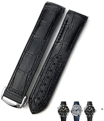 NIBYQ Gummi-Lederarmband für Omega Seamaster 300 Speedmaster AT150 HydroConquest Sportarmband, 21 mm / 22 mm, 19 mm / 20 mm, 20 mm, Achat