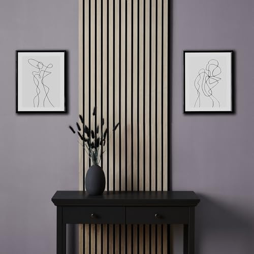 Homestyle4u 4er Set Akustikpaneele 60x120 cm - Wandpaneele Eiche Natur | 3D Wandverkleidung mit Akustikfilz zur Geräuschdämmung - MDF Holzlamellen für Wand und Decke - Set für 240 cm Gesamtbreite