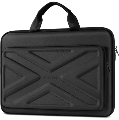 MOSISO 15.6-16 inch Laptop Hard Case, 15 inch Shockproof Waterproof Laptop Case Hard Shell Compatible with MacBook HP Dell, Carrying Sleeve Computer Bag with Sturdy Handle&Front Pocket&Belt, Black