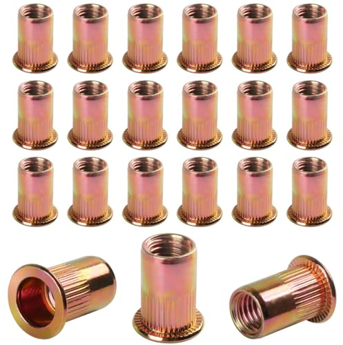 BOUMVID Nietmuttern M8, 50 Stück Verzinkt Kohlenstoffstahl Nietmutter Innengewinde Rundef Flachkop Rivet, Verwendet Einnietmutter Gewindenieten Einnietmuttern Hülsenmutter für Rohre, Metallplatten