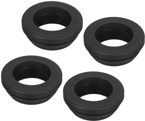 sourcing map 4Pcs Snap Rubber Grommet Hole Plug Mount Dia 19mm ID 15mm H 9mm Narrow Groove Width 2mm Seal Anti-Scratch for Electrical Box Cable Pipe Black