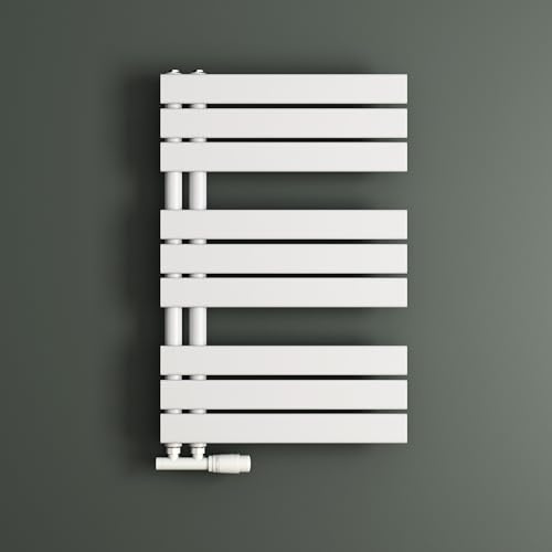 Mai & Mai Radiatore da Bagno 76x50cm, Bianco | Radiatore Scaldasalviette Termoarredo da Bagno Scalda Portasciugamani da Parete e Pavimento in Acciaio FN