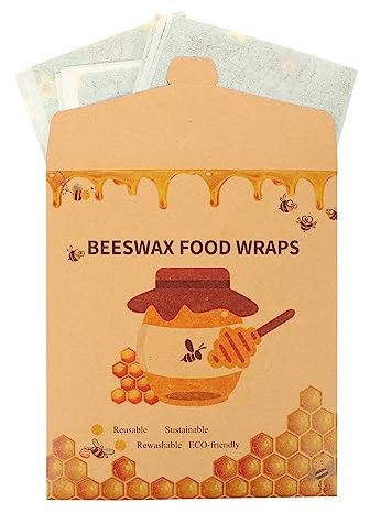 COLLBATH 3pièces Lingettes Réutilisables Cire Abeille pour Conservation Aliments Et pour Cuisine