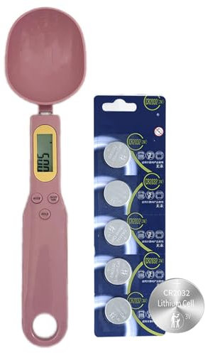 Liuer Cuchara Medidora Digital con Escala Báscula 500g (0.1g) para Alimentos, Perros, Especias (Rosa)