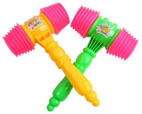 Falafoty Quietschhammer Baby Schlagspielzeug, 2 Stück Pfeifenhammer Spielzeug Kinder Musik Sound Spielzeug, Plastik Hammer Kleinkind Pädagogisches Spielzeug für 1 + Jahr alte Mädchen Baby Jungen (B)