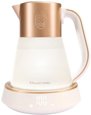 Russell Hobbs 27450-70 Hervidor de Agua Eléctrico de vidrio, 1,7L, temperatura regulable 40-100°C, Calm Iluminiación integra, música y sonidos relajantes, control táctil, 2400W