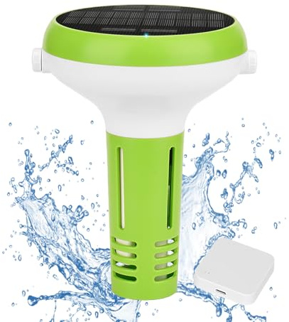 Analizador Inteligente pH y Salinidad Agua Piscina Wi-Fi UIUZMAR, Medidor de pH y Sal Flotante con Carga Solar, Comprobador 5 en 1 de pH, Salinidad y EC TDS Termómetro para Agua de Piscina y Jacuzzi