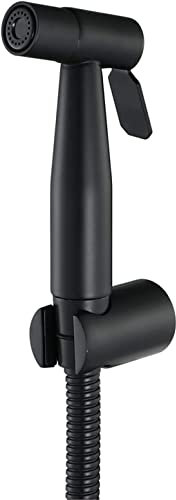 Pulvérisateur de bidet portable en acier inoxydable pour toilettes - Robinet de bidet mural pour douche autonettoyante et hygiénique - Couleur noire