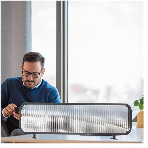 LVSEWOA Trennwände für Essbereiche, Konvexe Trennwand aus gehärtetem Glas, Schreibtisch-Trennwand für offene Restaurants, Büros und Bardekorationen (schwarz, 100 x 35 cm)