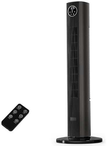 Antarctic Star Tower Fan Portable Floor Fans 85°Oscillating Fan Quiet Cooling 12H Timer Remote Control Standing Bladeless Electric 3 Wind Speeds 4 Modes Bedroom Office,36 inch, Grey