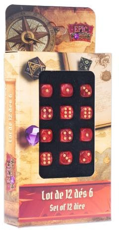 Epic Forge - D6-12 mm (12 Unidades), Color Rojo