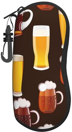 Étui à lunettes, tasses, lunettes, bière, étui à lunettes de soleil souple et portable avec clips, Noir , taille unique