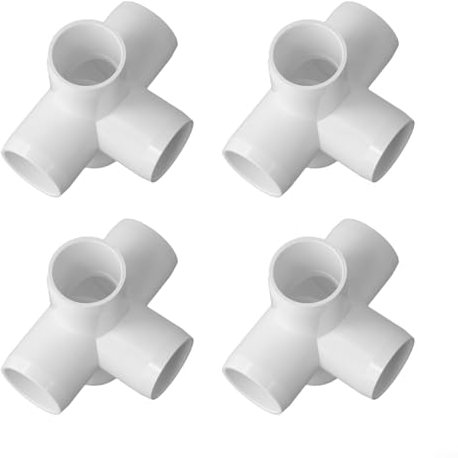 Crea estructuras únicas para jardín con 4 accesorios de PVC de 5 vías, ideales para vallas y soporte