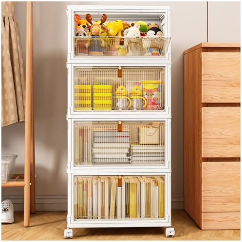 TidyTrove Aufbewahrungsbox mit Deckel, 28 L/4-Tier Plastikbox mit Deckel | Faltbare Aufbewahrungsbehälter, Aufbewahrungsboxen mit 1 Deckel für Schlafzimmer, Wohnzimmer, Badezimmer