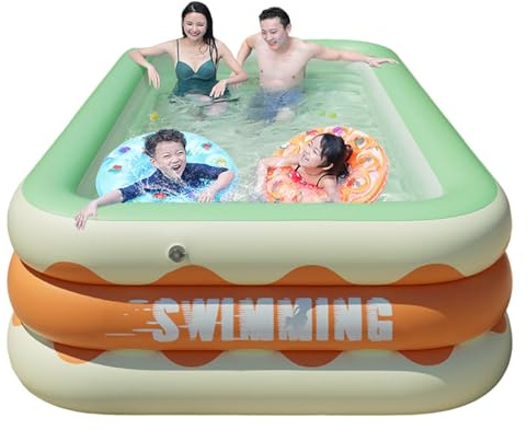 Piscine Gonflable rectangulaire pour, Grande Piscine Gonflable surélevée | Confortable Piscine Gonflable Pleine Taille pour fêtes Aquatiques d'été dans Le Jardin