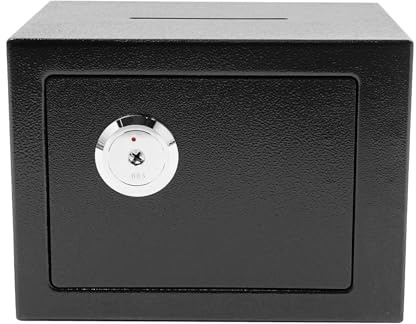 Coffre-fort à clés, caisse à monnaie verrouillable avec fente d'insertion, coffre-fort de 4,6 l pour la maison, tirelire, coffre-fort coffre-fort avec clé, coffre-fort mécanique pour la maison avec