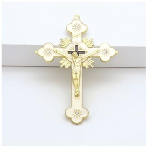 EVANEM Goldene katholische Wandkreuze, christliches lateinisches Kreuz, Gebets- und Kirchendekor, hängendes Kruzifix, 12,2 × 8,5 cm(Style 4)