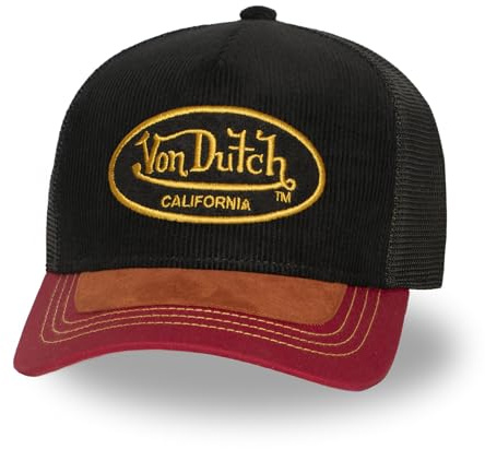 Von Dutch Skärmkeps för män och kvinnor, justerbar truckerkeps med snapback, Röd/brun/gul/svart, One size