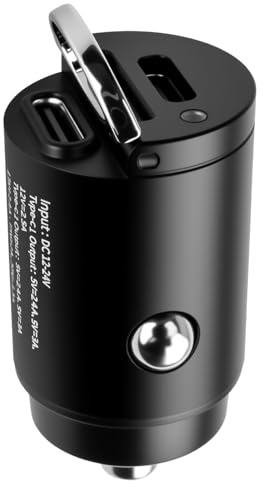 Caricabatteria da Auto USB C [Doppia Porta PD 30W] Tutto Metallo Presa Accendisigari USB Veloce con Ricarica Rapida e Anello di Trazione per iPhone 16 15 14, Google Pixel 8, Samsung S24