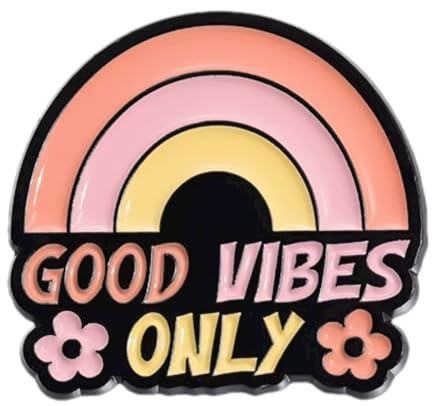 AAVEDGE Rainbow Enamel Pins for Backpacks, Positive Novelty Badge Hat Pins for Women, Men, Girls & Boys. Cute GOOD VIBES ONLY Lapel Pin for Bags, Clothes, Lanyards, Caps & Jackets.