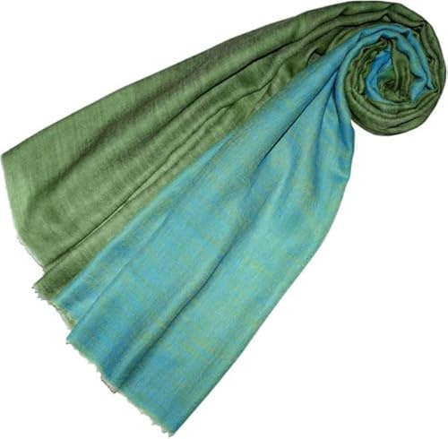 Lorenzo Cana Luxus Damen Wendeschal Schal Schaltuch 100% Kaschmir leicht kuschelweich Kaschmirschal Kaschmirtuch Double Face Türkis Grün 78715