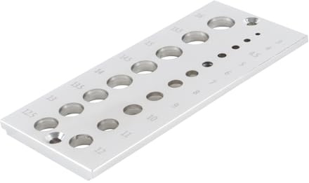 Alide Piastra di tassello in acciaio con 19 fori, barre di tassello in legno con piastra di acciaio, con fori da 3 mm a 16 mm per la lavorazione del legno