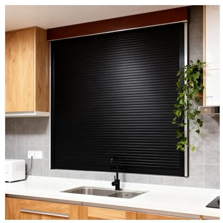 HAIXHX Aluminium Falttür Rolltür mit Griff, Einziehbare Rollladentüren für die Küche im Wohnmobil, Wiederverwendbare Schranktüren als Ersatz(28x29inch/71.1x73.7cm)
