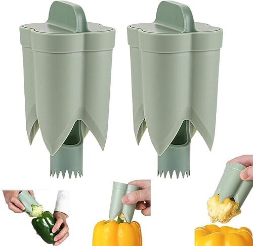 2 Stück Paprikakernentferner, 2-in-1 Paprikaentkerner, Samen Entferner, Paprika Entferner, Drehen Pfefferkerntrenner, Paprikakerne Schnell Und Einfach Entfernen, Küchengerät Bequem Praktisch