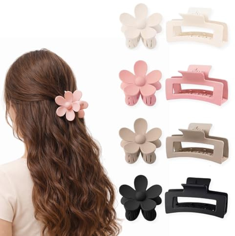 Marie Madeleine Pinzas Pelo Mujer, Set de 8 Clips de Pelo en Colores Pastel, Accesorios de Pelo ideales para Regalo, Pinzas de Pelo Resistentes y Antideslizantes (E - rectangulares grandes 10.5 cm)