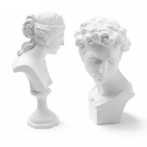 KAKABUBBLE Mini busto in resina in gesso, scultura artistica fatta a mano, decorazione moderna per casa e ufficio, modello da disegno per schizzi e fai da te, regalo creativo (busto di David da 6 cm e
