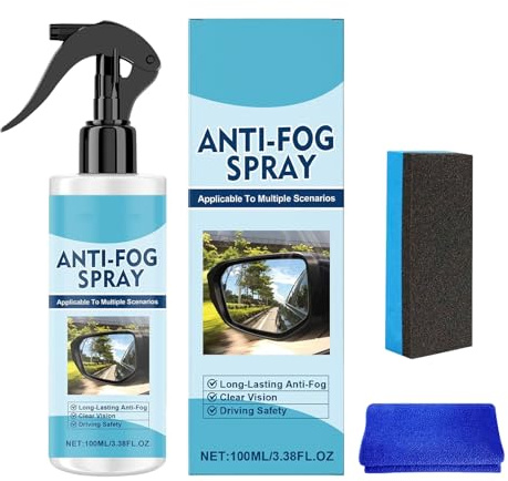 Automatisk anti-dimma spray – 100 ml avisningsmedel – med trasa och bilglas anti-dimmedel, för glasögon speglar badrum husbilar SUV:ar